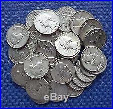 $10.00 Face Roll 90% Silver U. S. Coins Washington Quarters 40 Coins. 900 Fine