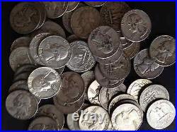 $10.00 Roll 90% Silver Washington Quarters Coins U. S. Minted Pre 65 One 3