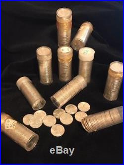 (10) $10 rolls of 90% silver Washington UNCIRCULATED quarters. 1956D, 1960, +
