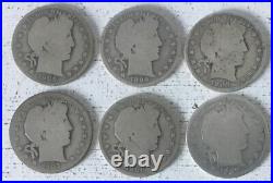 10 Coin Barber Half Dollar Lot 90% Silver Cull Slick $5 Face 1/2 Roll Liberty C