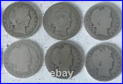 10 Coin Barber Half Dollar Lot 90% Silver Cull Slick $5 Face 1/2 Roll Liberty C