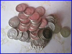 10 DOLLAR ROLL OF WASHINGTON SILVER QUARTER 40s AND 50s P-D-S