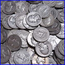 $10 FACE 90% SILVER Washington Quarters 40 COINS FULL ROLL AVG CIRC Lot #14355V