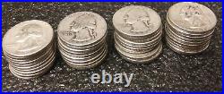 $10 FV (1 roll) pre-'65 90% silver Washington quarters, nice junk silver lot