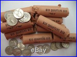$10 FV face value 90% Silver Junk Coins Bullion Roll of Quarters 1960-1964