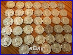 $10 Face Roll 40 Coins 90% Silver Washington Quarters Pre 1965