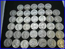 $10 Face Value1 Roll Washington Silver Quarters-Mixed Dates & Condition
