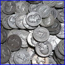 $10 Face Value 90% Silver 40 Washington Quarters Ten Dollar Roll Bulk Coin Lot