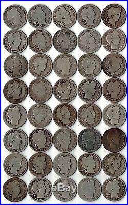 $10 Face Value Barber Quarters U. S. 90% Silver Lot 40 Coin Roll