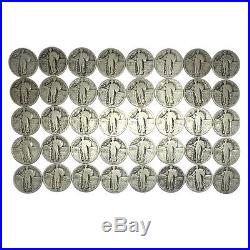 $10 Face Value Standing Liberty Quarters 90% Silver 40-Coin Roll Circulated withD