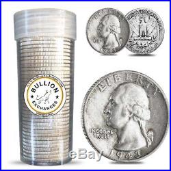 $10 Face Value Washington Quarters 90% Silver 40-Coin Roll (Circulated)