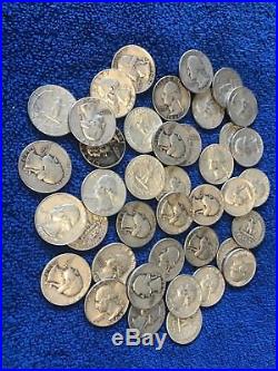 $10 Washington Quarters 90% Silver, 40 Coin Roll Average Circulated
