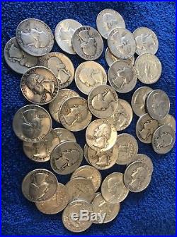 $10 Washington Quarters 90% Silver, 40 Coin Roll Average Circulated