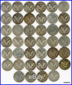1925-1930 Standing Liberty Quarter 25C Roll 40 Full Date Coins $10 Face Lot D