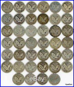 1925-1930 Standing Liberty Quarter 25C Roll 40 Full Date Coins $10 Face Lot M