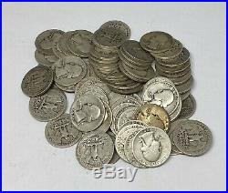 1930's ONLY Washington Quarters $10 Face Value 90% Silver Roll 40 Coin Bulk Lot