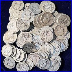 1930s Decade 40-Coin Roll of Circulated Washington 90% Silver Quarters, No Culls