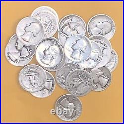 1932-64 Wash. Quarters $5.00 face value 20 quarters 90% silver