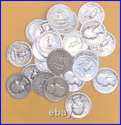 1932-64 Wash. Quarters $5.00 face value 20 quarters 90% silver