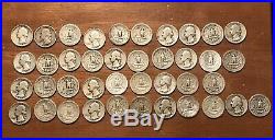 1932 to 1949D Washington Quarters 90% Silver 1 Roll 40 DIFFERENT Coins