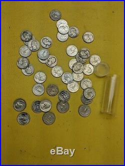 1933-1964 Silver Washington Quarter Roll 40 Coins Mixed
