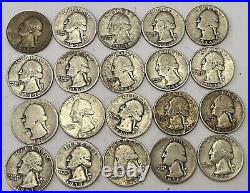 1935-1950's Silver Washington Quarters $5 Lots of Mint Marks 90% Silver Roll 1/2
