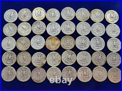 1935 D/S Denver San Francisco Washington Quarter Roll 90% Silver-40 coins