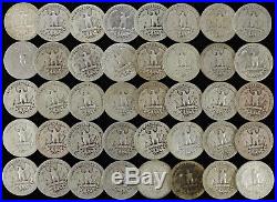 1935 D Washington Quarters Good G Fine F Full Roll 40 Silver Coins
