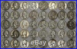 1936 D Washington Quarter 25c Average Circulated Full Roll 40 Coins