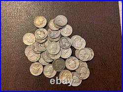 1937-1964 Washington Silver Quarter Roll 40 Coins Nice Roll Of 90% Silver