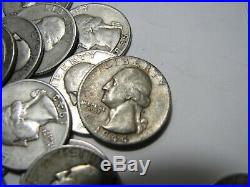 1940's ONLY Washington Quarters $10 Face Value 90% Silver Roll 40 Coin Total