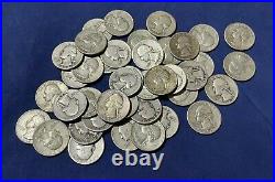 1940's ONLY Washington Quarters $10 Face Value 90% Silver Roll 40 Coins. #001