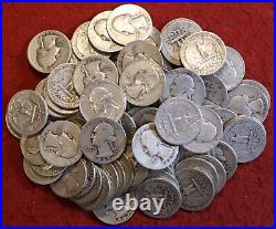 1940's PDS MIXED MINT & DATE WASHINGTON QUARTERS CIRC NICE 40 COIN ROLL SILVER