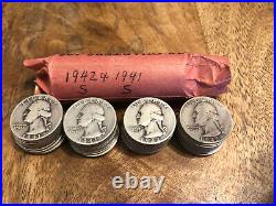 1941-1942 Silver Quarters Roll of 40