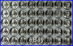 1943 P BU Washington Quarter $10 Roll 40x Coins Lot 25c 90% Silver Quarters