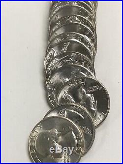 1943 P Washington Quarter Roll WW2 -Choice BU 40 Coin Lot- 10$ FV 90% Silver
