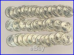 1945-d Gem Bu Original Roll (40 Coins)washington Silver Quarters Blazing Rare