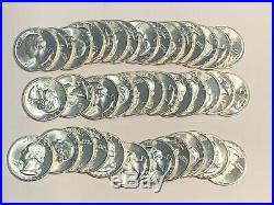 1945-d Gem Bu Original Roll (40 Coins)washington Silver Quarters Blazing (d100)