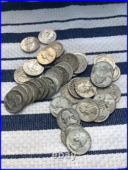 1947 1964 Silver Washington Quarters 40-Coin Roll! Circulated Look at Melt