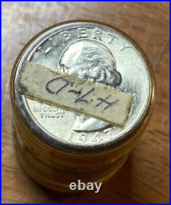 1947 D WASHINGTON QUARTERS HALF ROLL (20) Silver Coins
