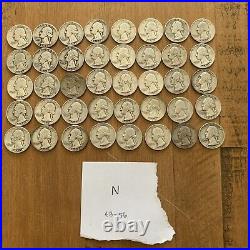 1948-56 Washington Silver Quarter Lot, Mixed Mints, 1 Roll Circulated, Ungraded