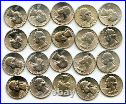 1948 Washington Quarter Silver 40-Coin Roll Unc Philadelphia Mint lot BG946