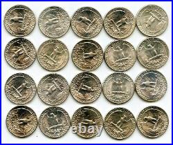 1948 Washington Quarter Silver 40-Coin Roll Unc Philadelphia Mint lot BG946
