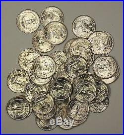 1949-D Brilliant Uncirculated $10 Silver Washington Quarter Roll 40 BU Coins GWB