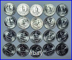 1949-P Washington Quarter UNCIRCULATED HALF ROLL-20 Coins 90%