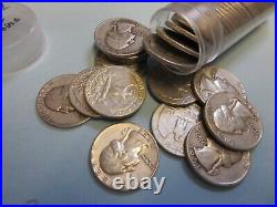 1950's Silver 25 Cents Washington Quarters 40 ct. Roll (Lot #2)