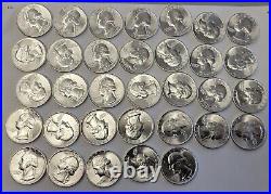 1951 Chioce BU Partial Roll Of Washington Silver Quarter. 33 Coins