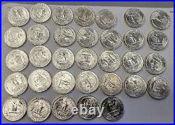 1951 Chioce BU Partial Roll Of Washington Silver Quarter. 33 Coins
