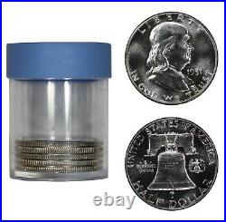 1951 Proof Franklin Half Dollar Silver Gem Quarter Roll 5 Coins