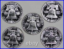 1951 Proof Franklin Half Dollar Silver Gem Quarter Roll 5 Coins